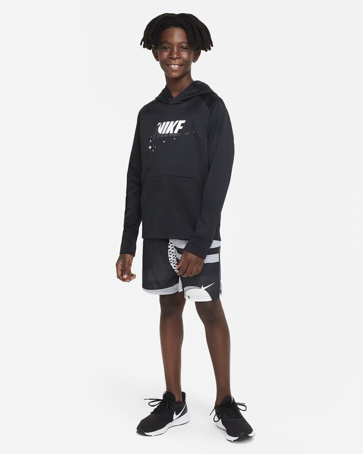Sudadera Con Capucha Nike Therma-FIT Kids Training Niño Negras Blancas | KIWEY-9815