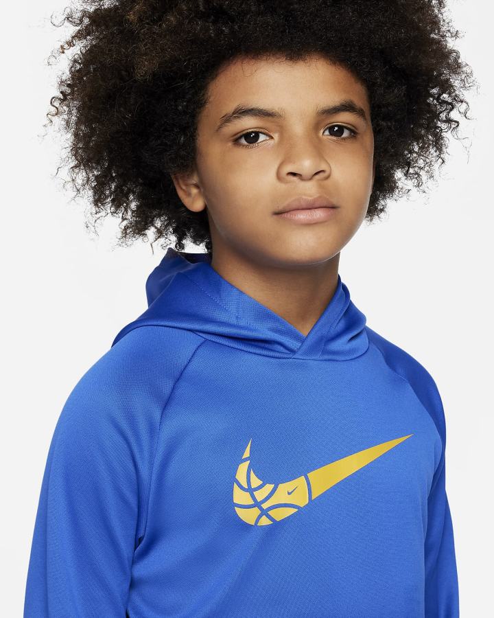 Sudadera Con Capucha Nike Therma-FIT Kids Basketball Niño Azul Real Amarillo | PDWVM-8076