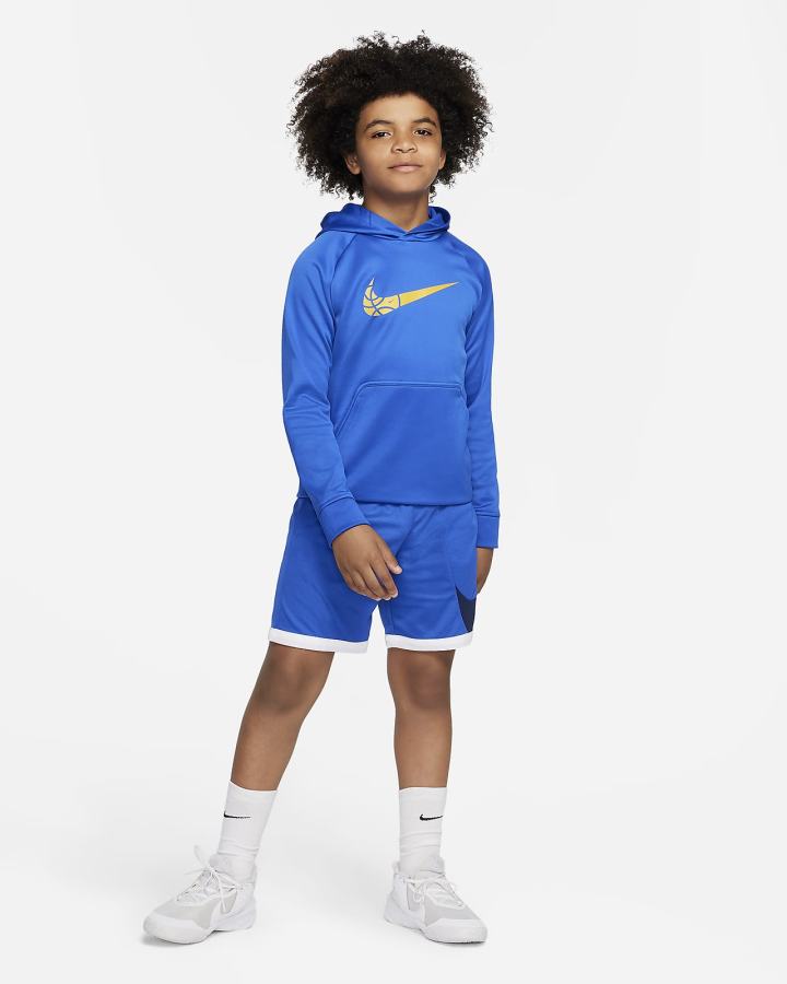 Sudadera Con Capucha Nike Therma-FIT Kids Basketball Niño Azul Real Amarillo | PDWVM-8076