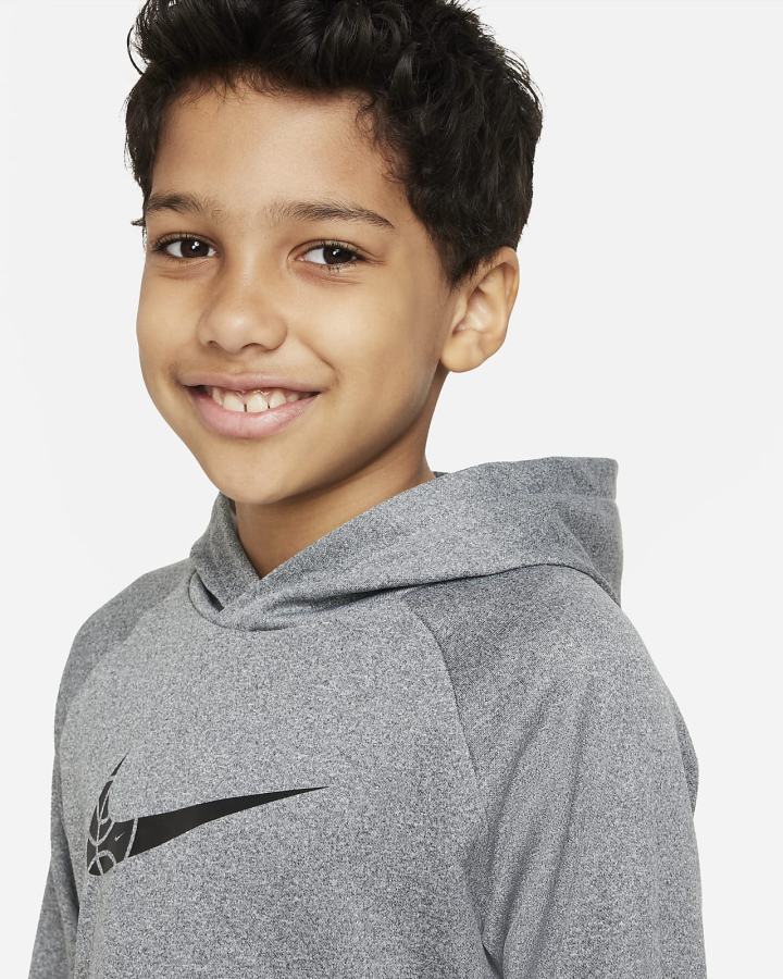 Sudadera Con Capucha Nike Therma-FIT Kids Basketball Niño Gris Oscuro Negras | SQFAR-5809