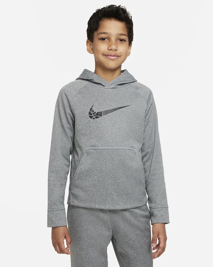 Sudadera Con Capucha Nike Therma-FIT Kids Basketball Niño Gris Oscuro Negras | SQFAR-5809