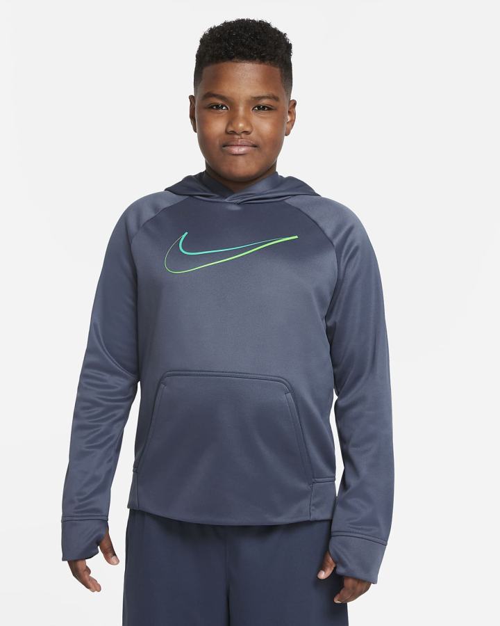 Sudadera Con Capucha Nike Therma-FIT Kids Estampadas Niño Azules Verde | VGUBY-9634