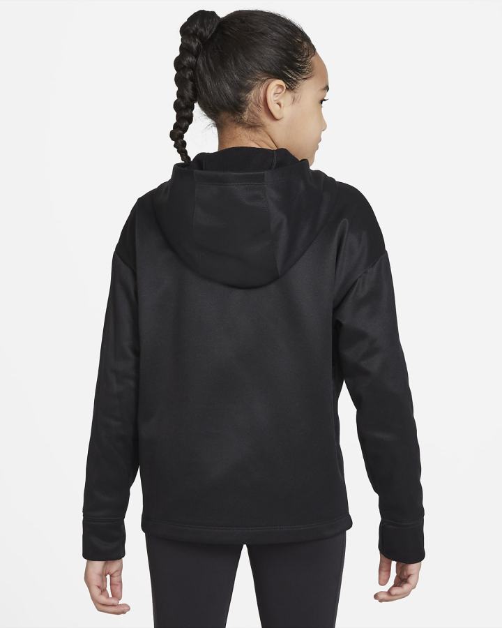 Sudadera Con Capucha Nike Therma-FIT Kids Training Niña Negras Blancas | VIGYQ-7264