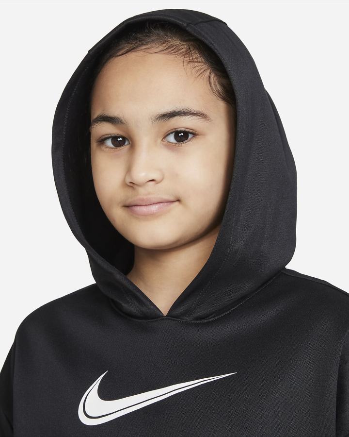 Sudadera Con Capucha Nike Therma-FIT Kids Training Niña Negras Blancas | VIGYQ-7264