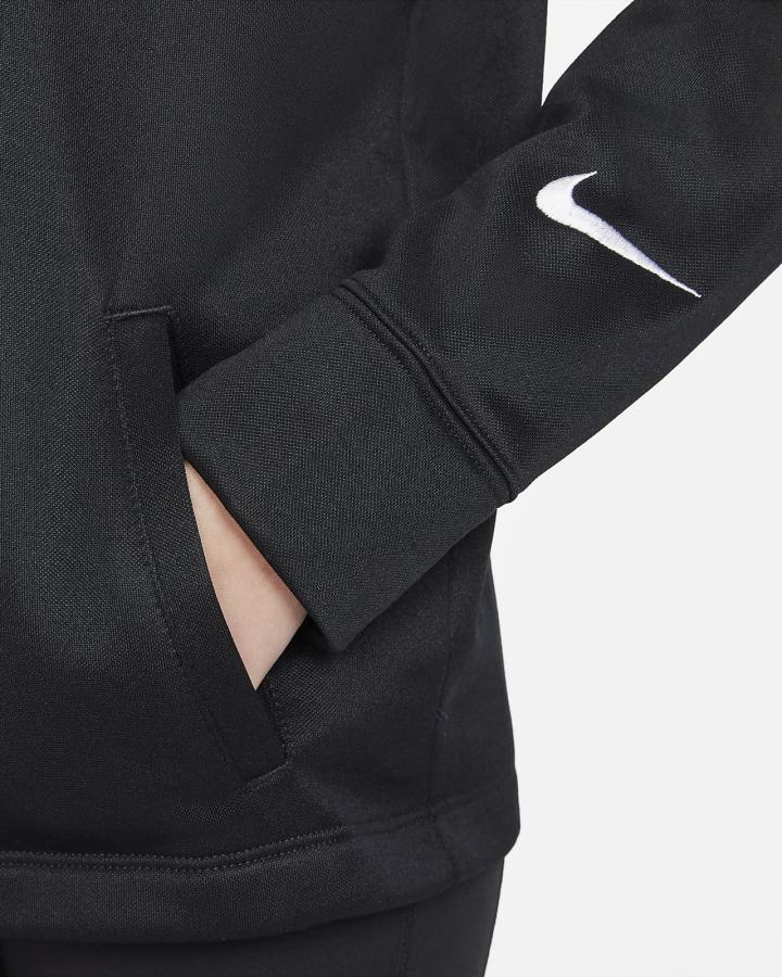 Sudadera Con Capucha Nike Therma-FIT Kids Training Niña Negras Blancas | VIGYQ-7264