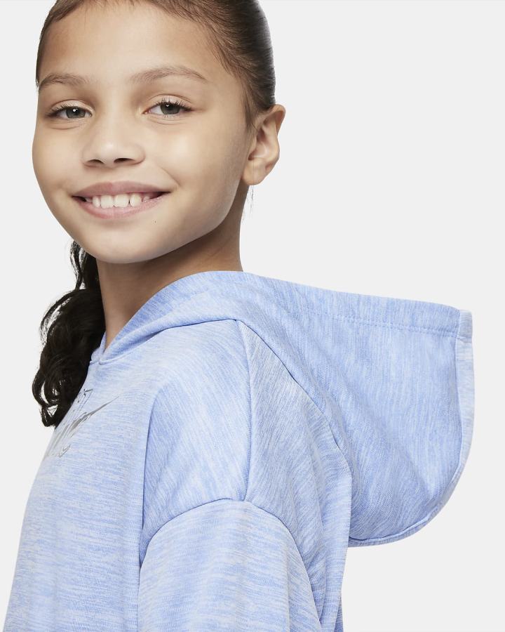 Sudadera Con Capucha Nike Therma-FIT Kids Niña Azul Real | VJFOM-8541