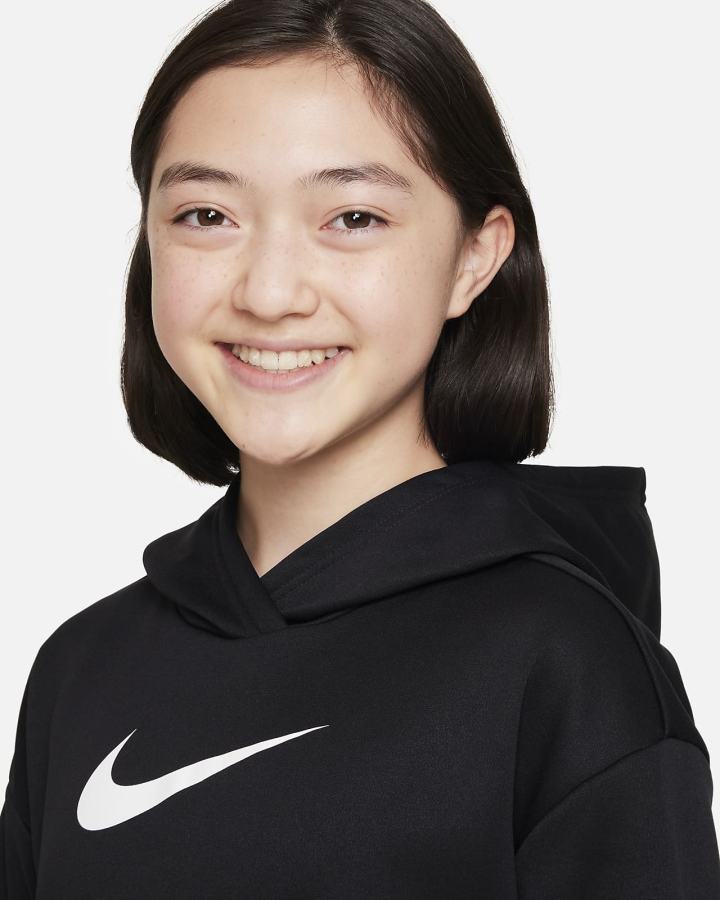 Sudadera Con Capucha Nike Therma-FIT Kids (Extended Size) Niña Negras Blancas | WCLXN-0386