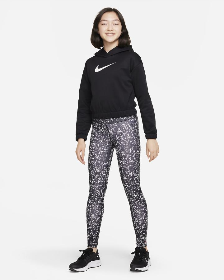 Sudadera Con Capucha Nike Therma-FIT Kids (Extended Size) Niña Negras Blancas | WCLXN-0386