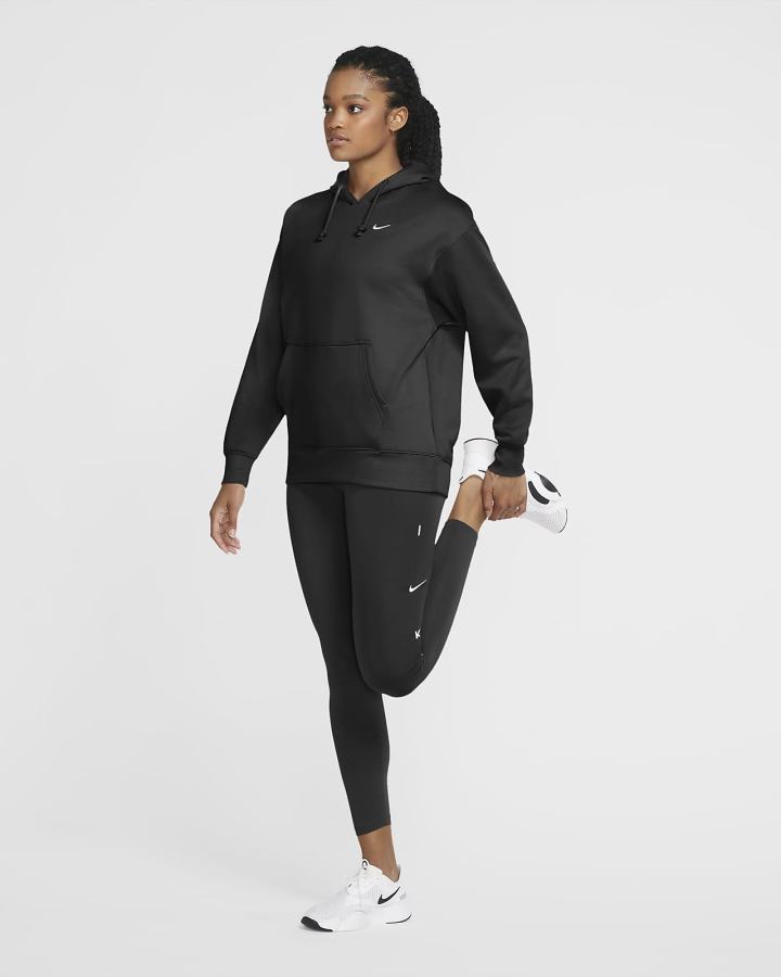 Sudadera Con Capucha Nike Therma Training Mujer Negras Blancas | RAOHU-3756
