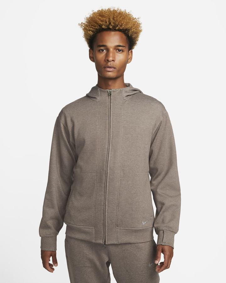 Sudadera Con Capucha Nike Yoga Dri-FIT Full-Zip Fleece Hombre Marrones | WFJXM-7249