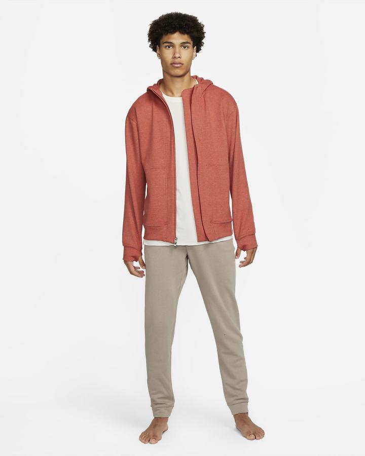 Sudadera Con Capucha Nike Yoga Dri-FIT Full-Zip Fleece Hombre Rojas | YDNMS-0278