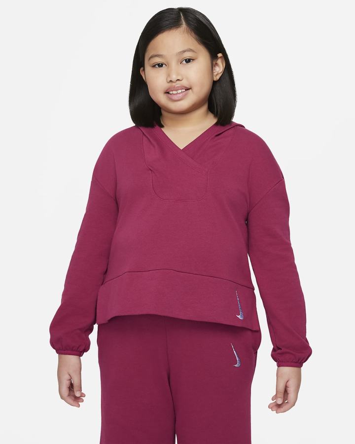 Sudadera Con Capucha Nike Yoga Kids Fleece (Extended Size) Niña Burdeos | AJRTY-2093