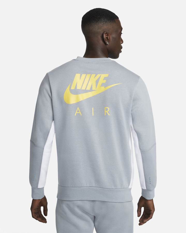 Sudaderas Nike Air Brushed-Back Fleece Crew Hombre Gris Blancas | CTVZI-9086