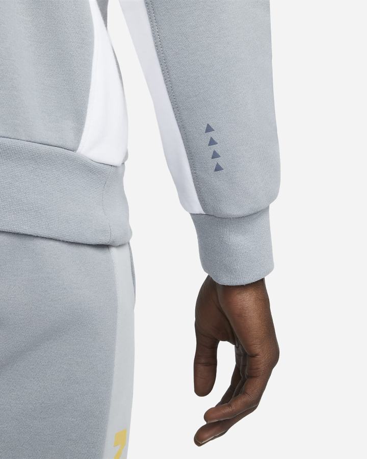 Sudaderas Nike Air Brushed-Back Fleece Crew Hombre Gris Blancas | CTVZI-9086