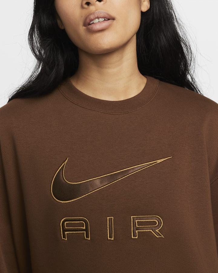 Sudaderas Nike Air Fleece Crew Mujer Marrones | PORWE-4387