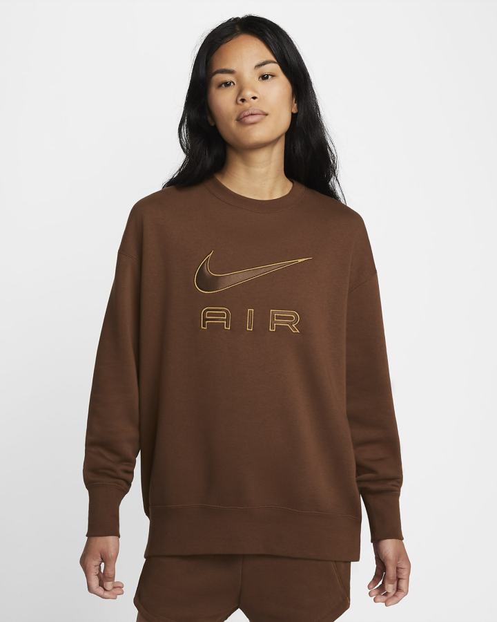 Sudaderas Nike Air Fleece Crew Mujer Marrones | PORWE-4387