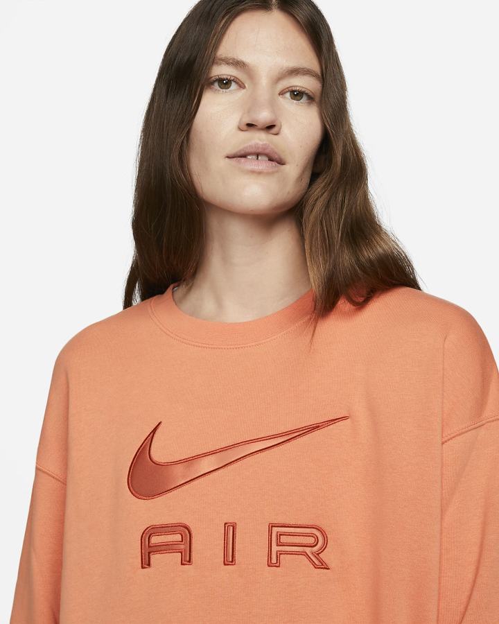 Sudaderas Nike Air Fleece Crew Mujer Naranjas | RYSPM-1305