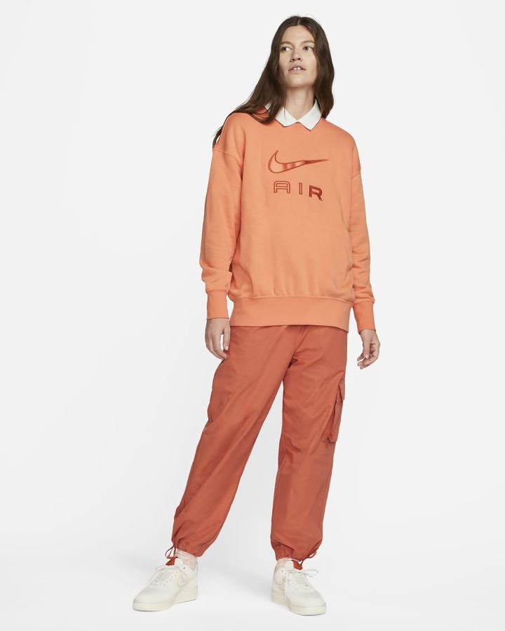 Sudaderas Nike Air Fleece Crew Mujer Naranjas | RYSPM-1305