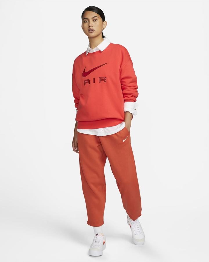 Sudaderas Nike Air Fleece Crew Mujer Rojas Claro Marrones | QFUHS-1354