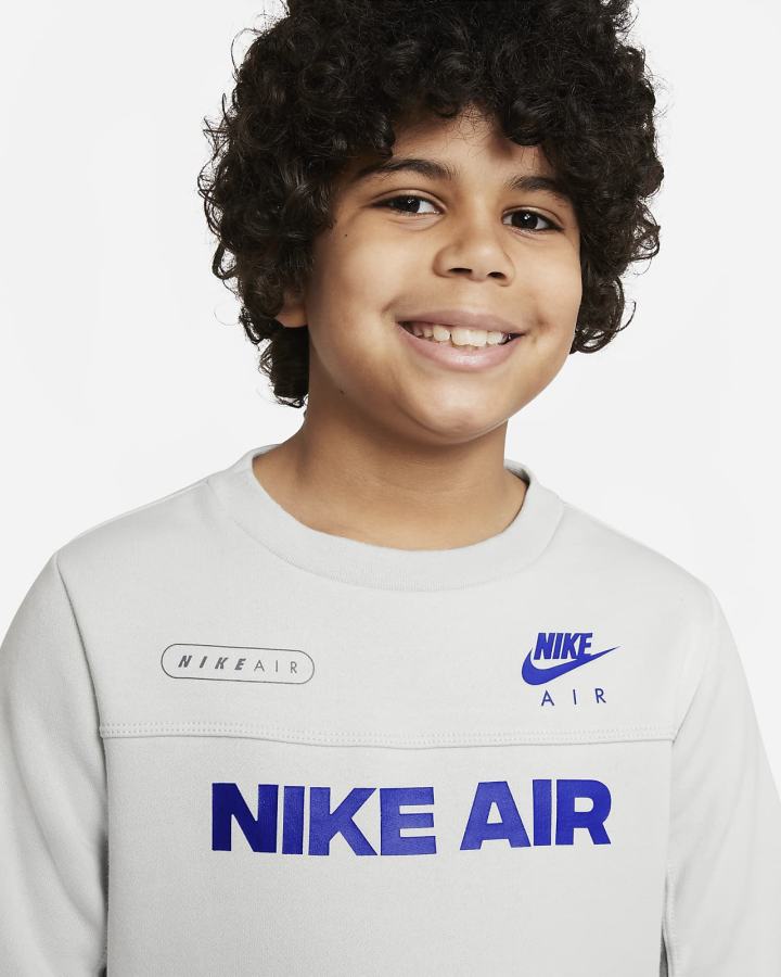 Sudaderas Nike Air Kids Crew Niño Gris Azul Real | OVCXH-5630