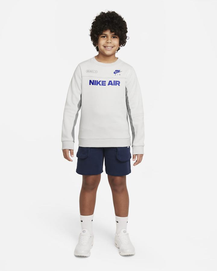 Sudaderas Nike Air Kids Crew Niño Gris Azul Real | OVCXH-5630