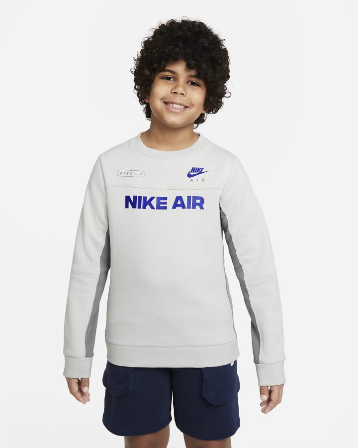 Sudaderas Nike Air Kids Crew Niño Gris Azul Real | OVCXH-5630