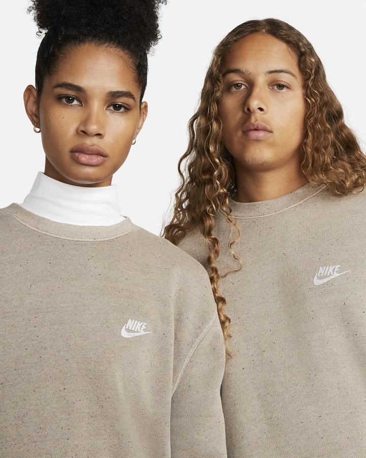 Sudaderas Nike Club Fleece+ Crew Mujer Verde Oliva Gris | YLAQD-5169