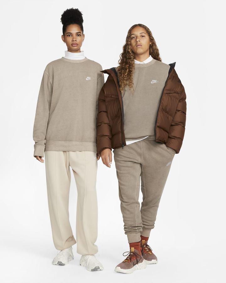 Sudaderas Nike Club Fleece+ Crew Mujer Verde Oliva Gris | YLAQD-5169