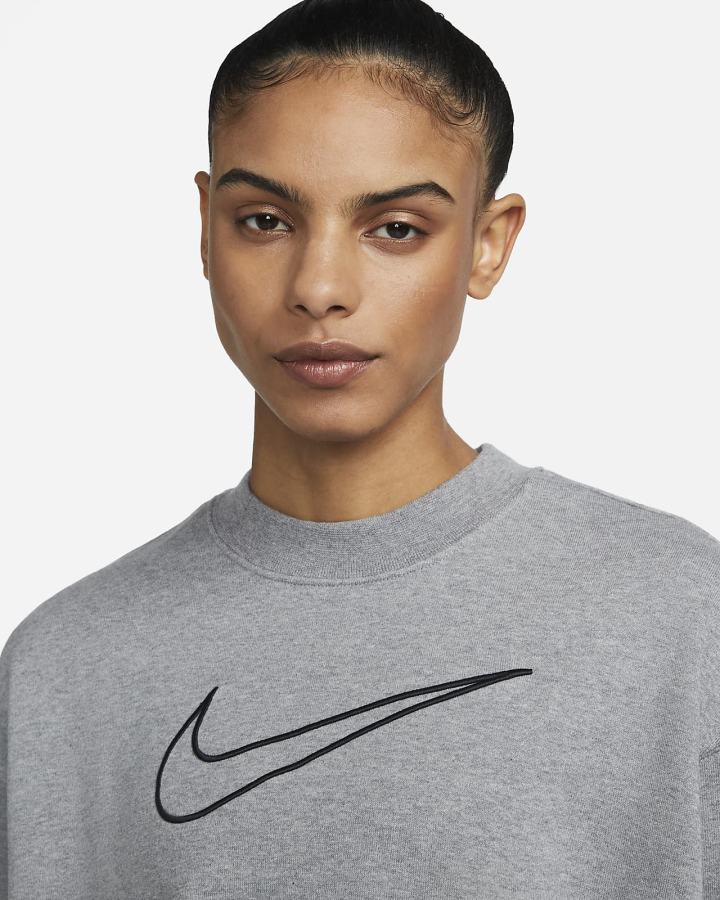 Sudaderas Nike Dri-FIT Get Fit Estampadas Crewneck Mujer Gris Oscuro Negras | FRVNO-0587