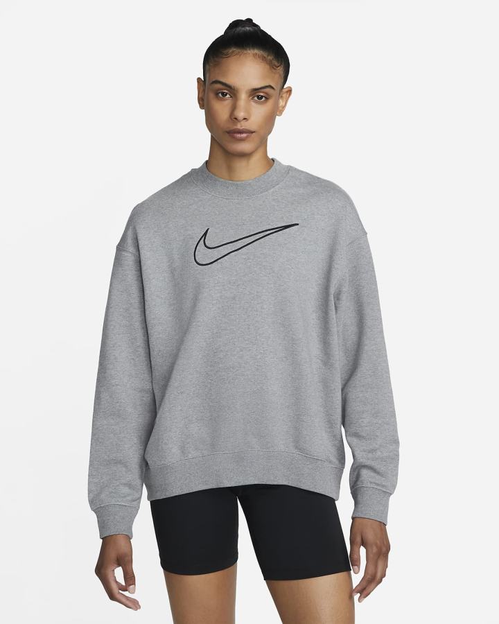 Sudaderas Nike Dri-FIT Get Fit Estampadas Crewneck Mujer Gris Oscuro Negras | FRVNO-0587