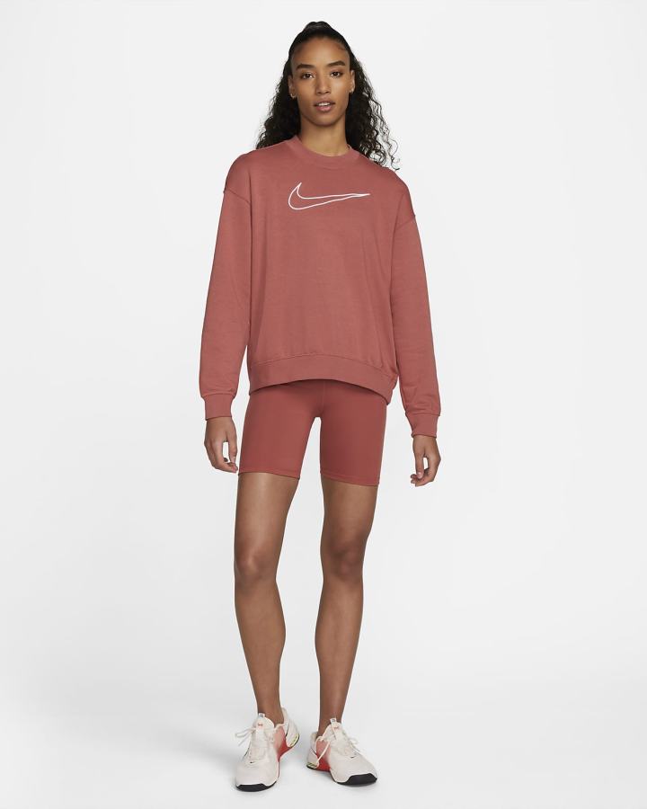 Sudaderas Nike Dri-FIT Get Fit Estampadas Crewneck Mujer Rojas Blancas | WEJVL-3279