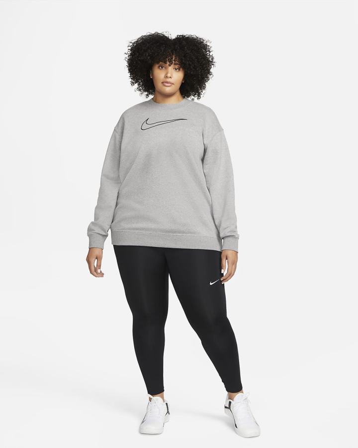 Sudaderas Nike Dri-FIT Get Fit Estampadas Crewneck Mujer Gris Oscuro Negras | WMZBE-7615