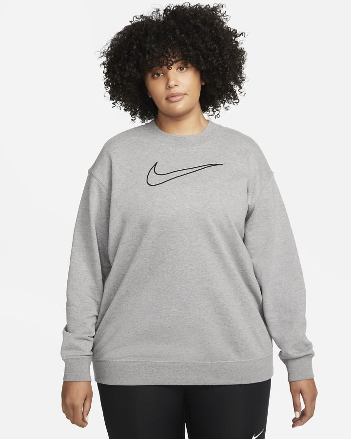 Sudaderas Nike Dri-FIT Get Fit Estampadas Crewneck Mujer Gris Oscuro Negras | WMZBE-7615