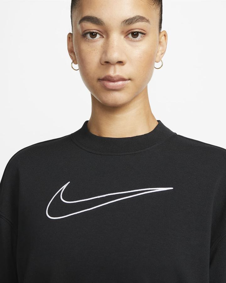 Sudaderas Nike Dri-FIT Get Fit Estampadas Crewneck Mujer Negras Blancas | YTRSU-6158