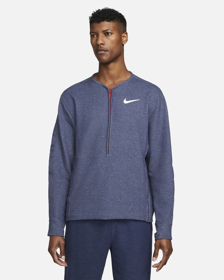 Sudaderas Nike Dri-FIT Training 1/2-Zip Fleece Crew Hombre Azul Marino Blancas | KPYAE-0421