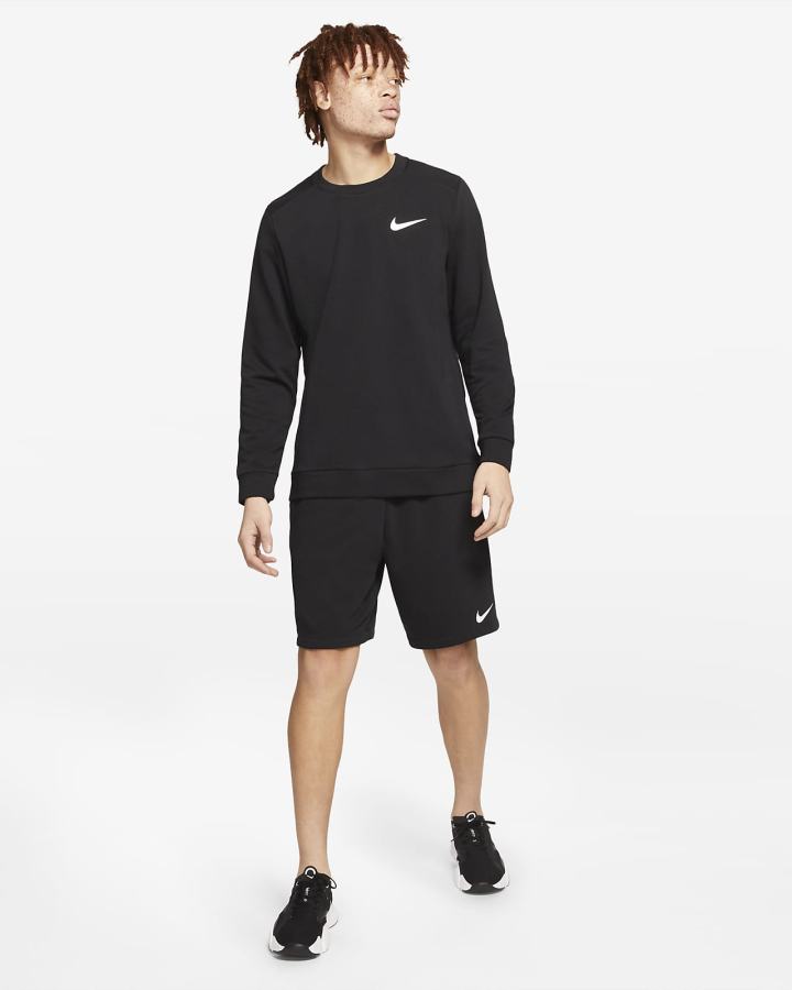 Sudaderas Nike Dri-FIT Training Crew Hombre Negras Blancas | BEMJY-1345