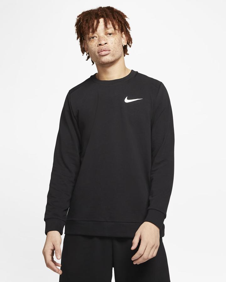 Sudaderas Nike Dri-FIT Training Crew Hombre Negras Blancas | BEMJY-1345