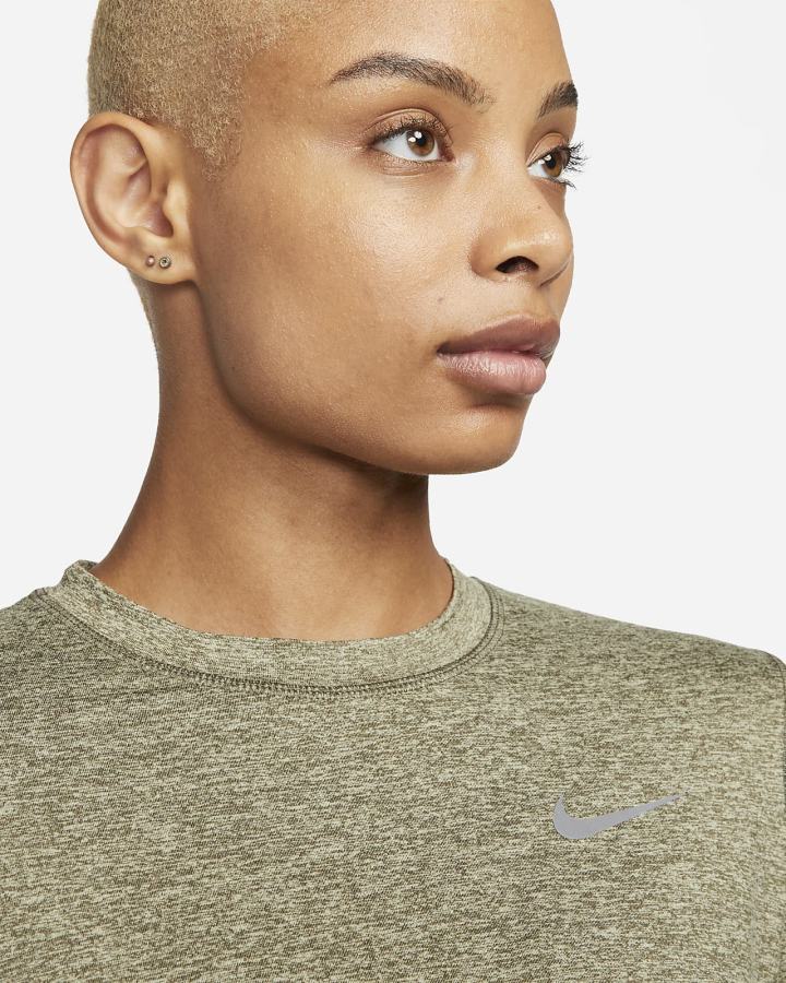 Sudaderas Nike Element Running Crew (Plus Size) Mujer Verde Oliva | HMLXD-6743