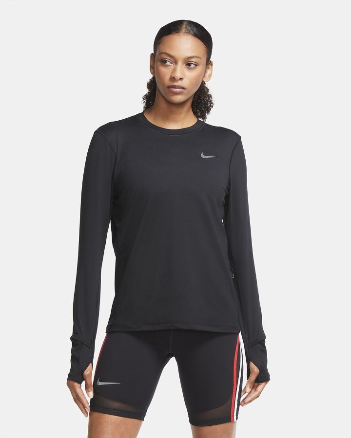 Sudaderas Nike Element Running Crew (Plus Size) Mujer Negras | PAJQN-8529