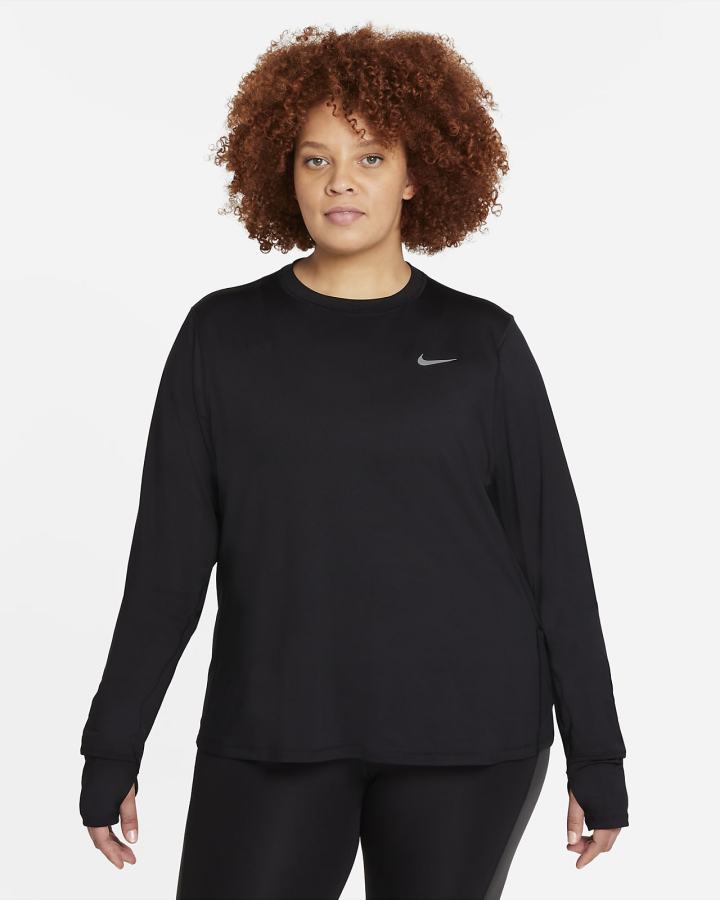 Sudaderas Nike Element Running Crew (Plus Size) Mujer Negras | WVCNS-6217