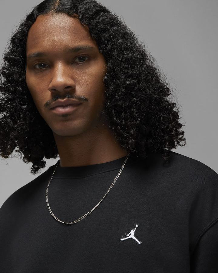 Sudaderas Nike Jordan Essentials Fleece Crew Hombre Negras Blancas | HKBTJ-2405