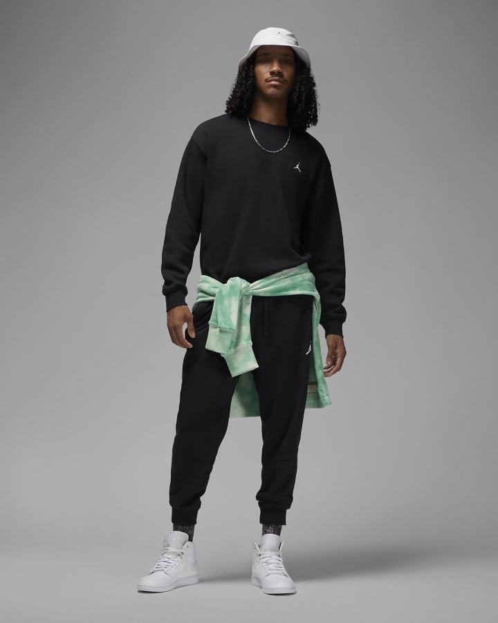 Sudaderas Nike Jordan Essentials Fleece Crew Hombre Negras Blancas | HKBTJ-2405