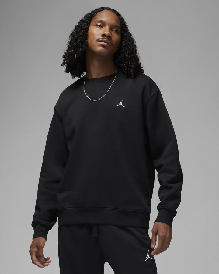 Sudaderas Nike Jordan Essentials Fleece Crew Hombre Negras Blancas | HKBTJ-2405