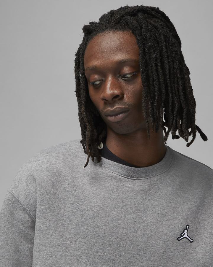 Sudaderas Nike Jordan Essentials Fleece Crew Hombre Gris Oscuro Blancas | WMLGE-7925