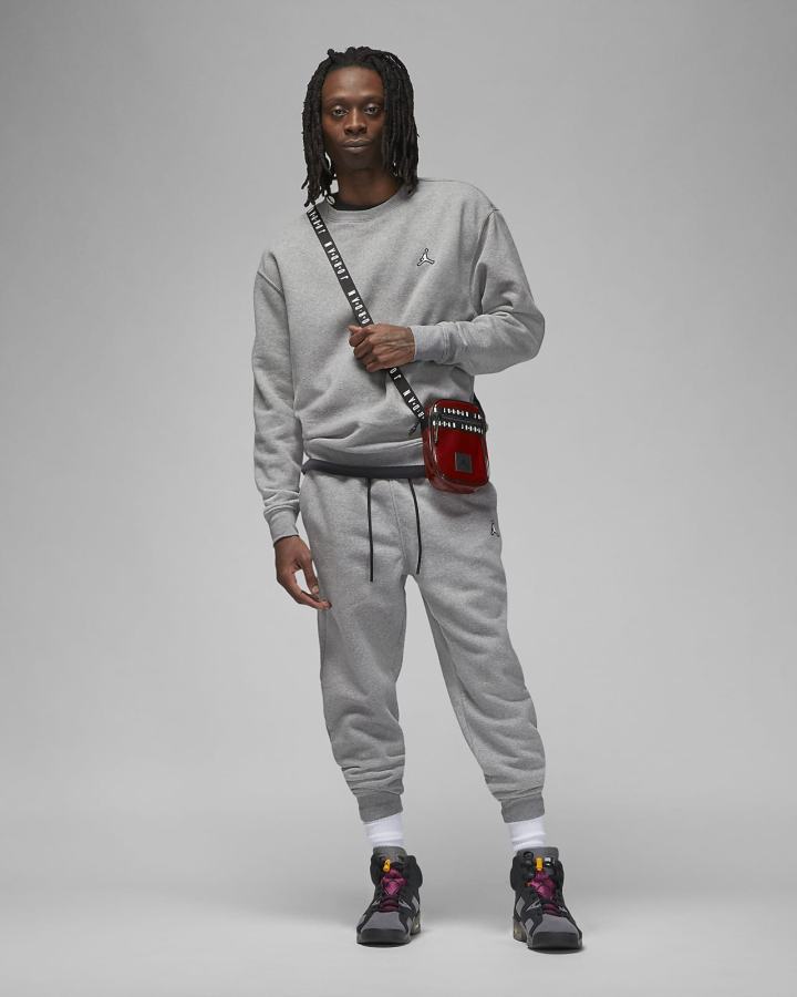 Sudaderas Nike Jordan Essentials Fleece Crew Hombre Gris Oscuro Blancas | WMLGE-7925