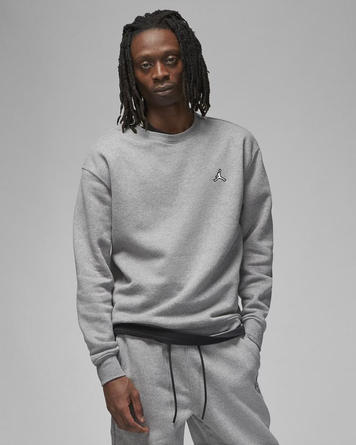Sudaderas Nike Jordan Essentials Fleece Crew Hombre Gris Oscuro Blancas | WMLGE-7925