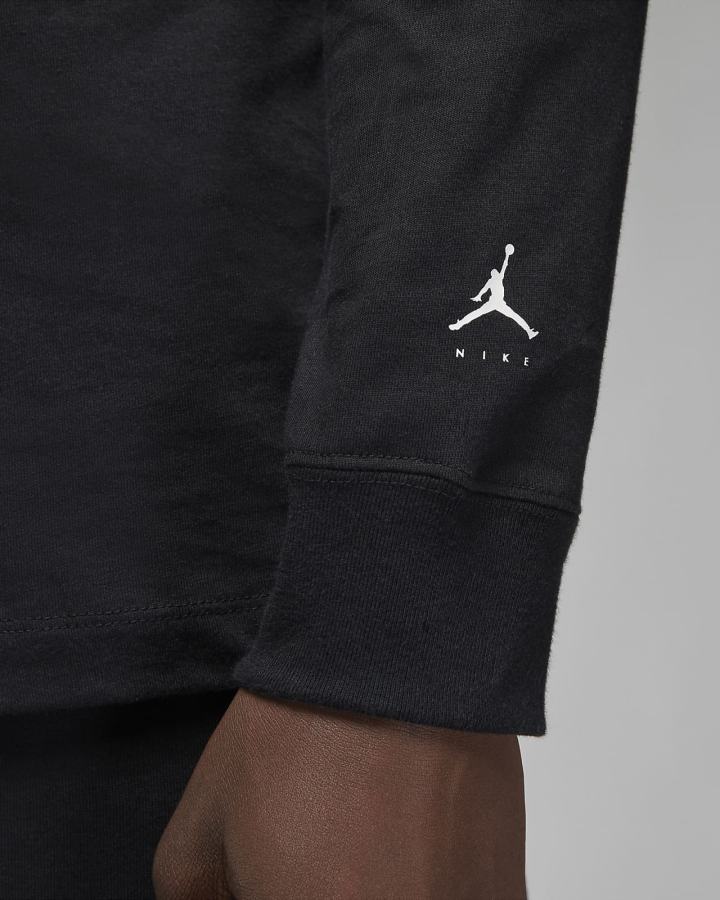 Sudaderas Nike Jordan Flight MVP Long Sleeve Crew Hombre Negras Blancas | HBWSA-5149