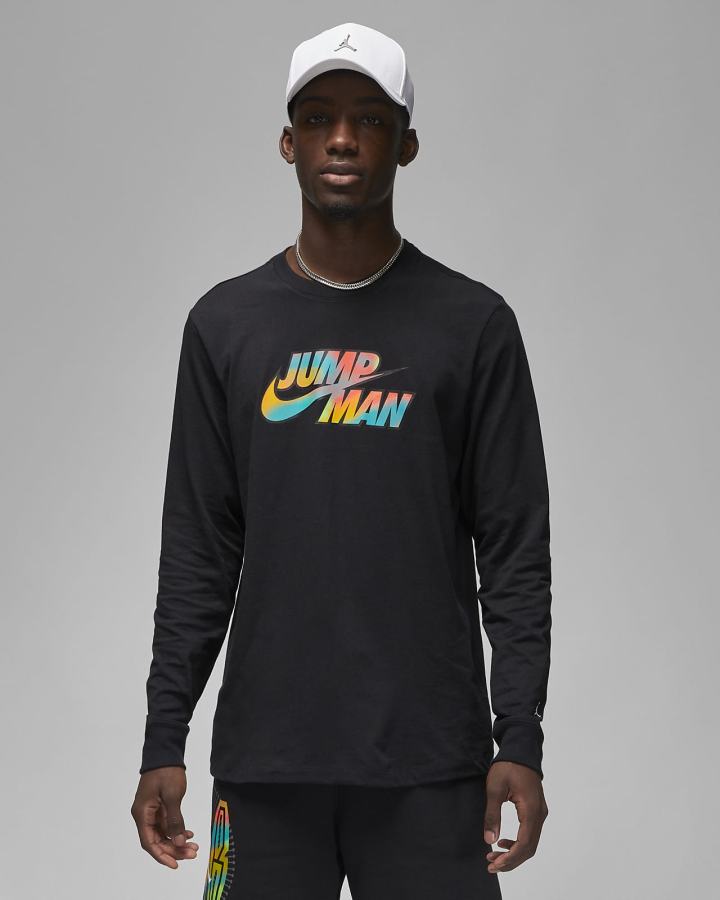 Sudaderas Nike Jordan Flight MVP Long Sleeve Crew Hombre Negras Blancas | HBWSA-5149