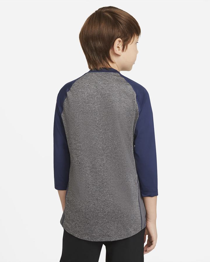 Sudaderas Nike Pro Dri-FIT Kids 3/4-Sleeve Baseball Top Niño Azul Marino Gris Oscuro Blancas | EKOLW-6710