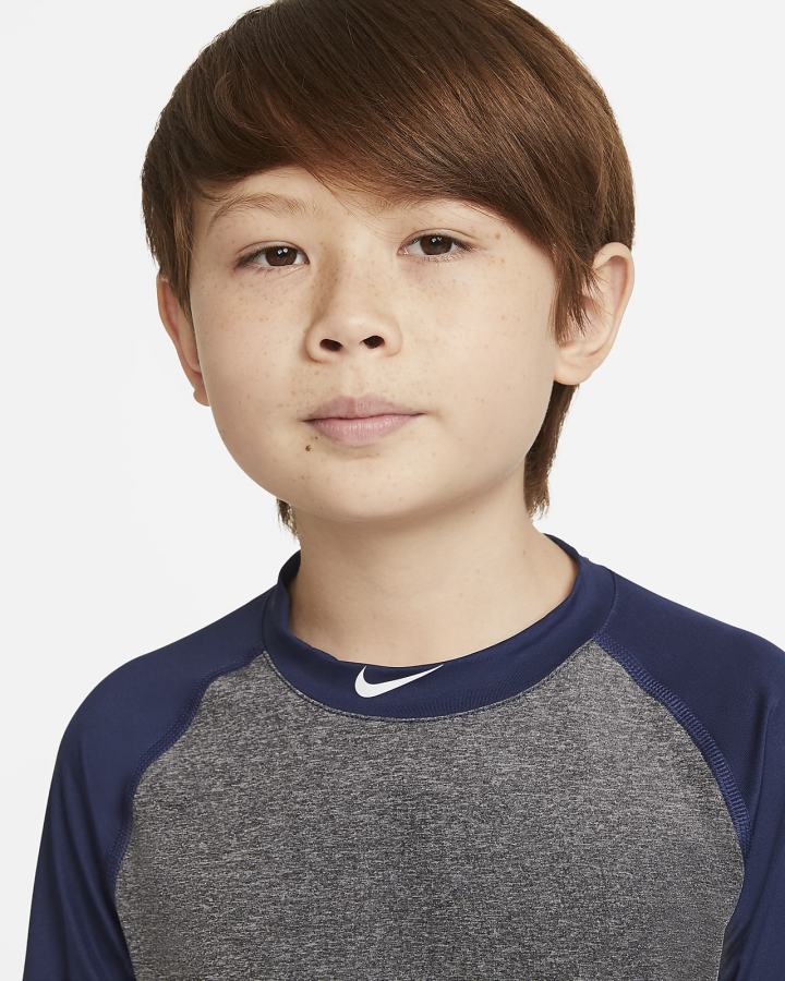 Sudaderas Nike Pro Dri-FIT Kids 3/4-Sleeve Baseball Top Niño Azul Marino Gris Oscuro Blancas | EKOLW-6710